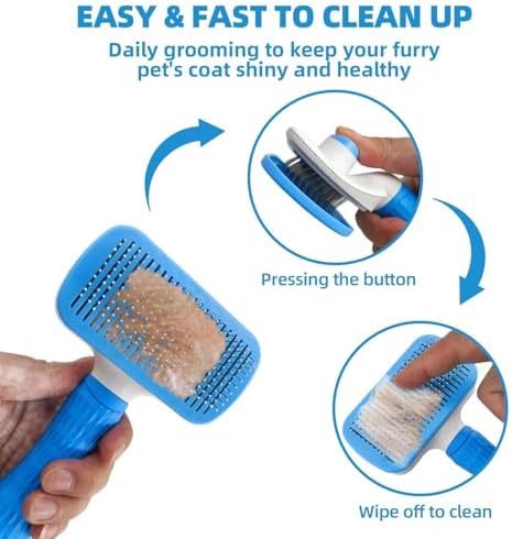 Dog Brush for Shedding,6 PCS in One Pet Slicker Hair Brush Kit Organizer Bag - Dog Cat Grooming Deshedding Undercoat Rake Brush Comb for All Small Large Dogs Cats Blue - Image 3