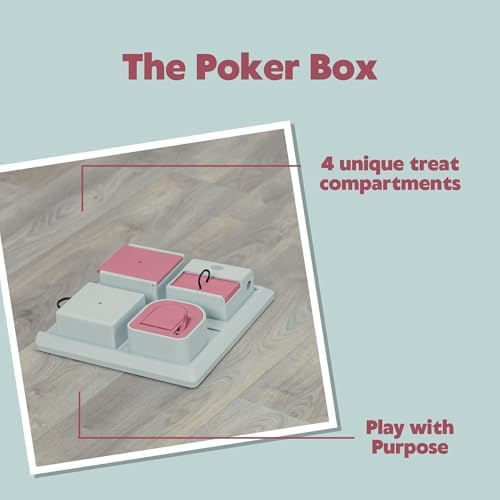 TRIXIE Cat Activity Poker Box Strategy Game – Interactive Puzzle Toy with 4 Modules – Treat Puzzle Feeder for Mental Stimulation & Slow Feeding – Pink/Gray, 12.2 x 12.2 x 2.5 in - Image 4