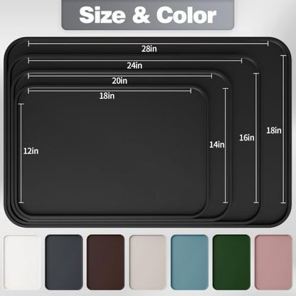 Silicone Dog Cat Food Mat Extra Thick Raised Edge, 18"x12" Black - Image 3