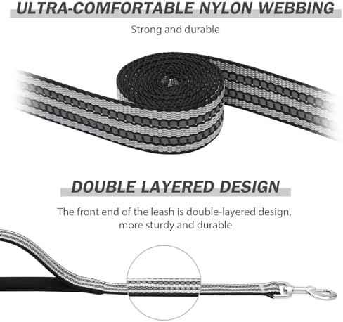 Hikiko 6FT Double Handle Traffic Dog Leash Reflective - Image 2