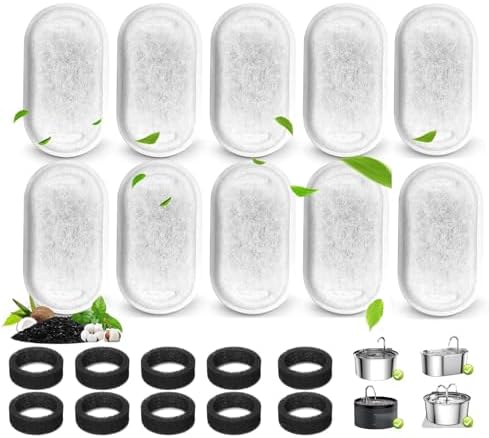 TuTuYa 20Pcs Cat Water Fountain Filter, for 108oz/3.2L&67oz/2L Pet Fountain by TuTuYa