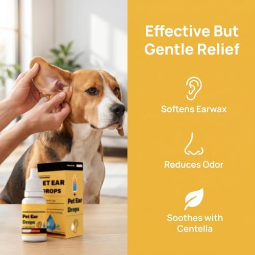 20ml Dog Ear Drops & Cat Ear Cleaner, Gentle Pet Ear Cleaning Solution, Alcohol Free, Ear Wax Removal, with Centella Asiatica, Helps Reduce Odor & Soothe Discomfort - Image 2