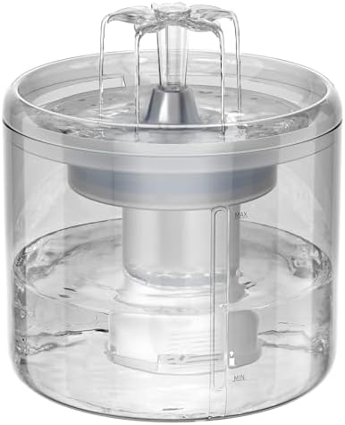 Cat Fountain, 2.6l/87oz Pet Water Fountain Clear Plastic Water Fountains for Cats Indoor with Flower Waterfall Dog Water Fountain Spout with Silent Pump by Gzenlos