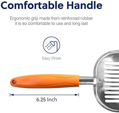 WePet Cat Litter Scoop, Aluminum Alloy Sifter, Kitty Metal Scooper, Deep Shovel, Long Handle, Poop Sifting, Kitten Pooper Lifter, Durable, Heavy Duty, for Litter Box - Image 3