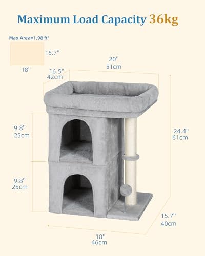 Aechonow Cat Tree for Large Cat,2 Cozy Cat Condo House for Large & Fat Cats - Image 6