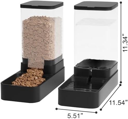 Automatic Cat Feeder and Water Dispenser in Set with Pet Food Bowl,Gravity Dog Waterer and Food Feeder for Small Medium Dog Cat Puppy Kitten Large Capacity(3.8L,Black) - Image 2