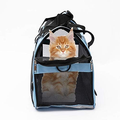 MuchL Pet Carrier Soft-Sided Carriers for Cat Carriers Dog Carrier for Small Medium Cats Dogs Puppies Pet Carrier Airline Approved Cat Dog Pet Travel Carrier (Small, Blue) - Image 2