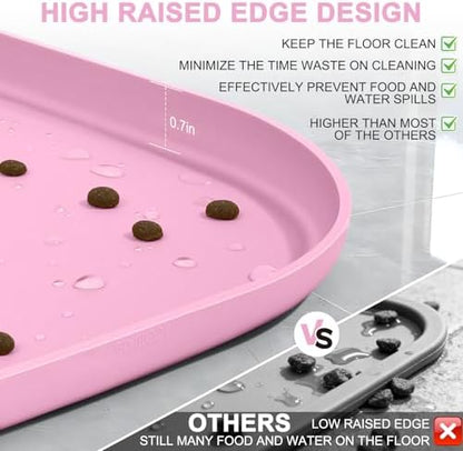 SMILOOL Waterproof Silicone Pet Food Mat with Raised Edge for Dog & Cat - Image 4