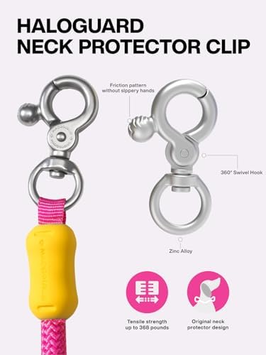 Tangle-Free Double Dog Leash Coupler No-Tangle O-Ring & 360° Swivel Clip,Extension Rope for Large Medium Dogs Over 40 lbs (Pink Lemonade Puff, 20'') - Image 5