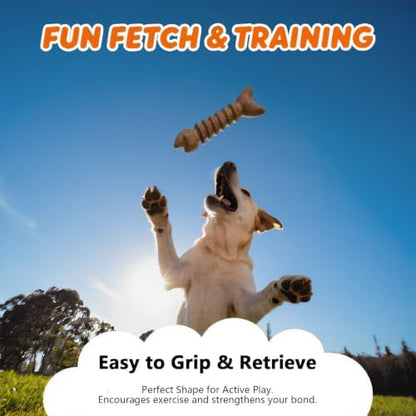 MECOOL Durable Nylon Dog Chew Toy – Bacon Flavored Fish Bone Shape for Aggressive Chewers, Tough Interactive Teething Toy for Medium Large Dogs, Long-Lasting Dental Chew Bone - Image 4