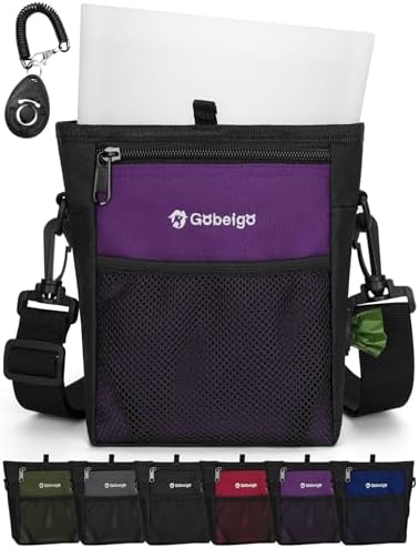 Gobeigo 4 Cup Dog Treat Pouch with Silicone Insert Bag& Clicker(Purple) by Gobeigo