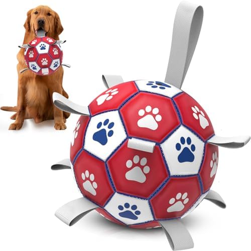 Diman Herding Ball for Dogs Large, 9 Inch Dog Soccer Ball with Straps by KeepYourDogsHappy