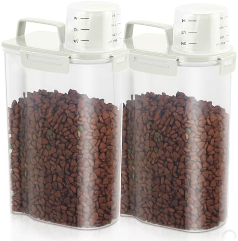 2 Pack 3 Lbs Pet Dog Cat Bird Seed Food Storage Containers for Travel Beige by TBMAXS