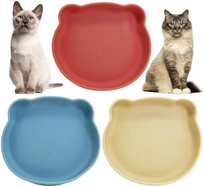 3Pcs Silicone Cat Bowl with Suction Cup 7in Shallow Dog Food Dishes by Apatal