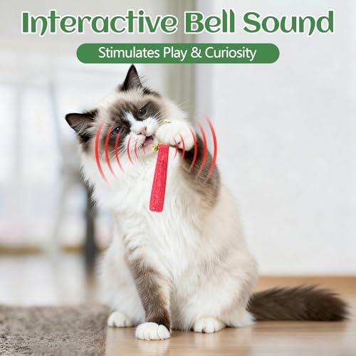 4 Pack Hand-Rolled Catnip Sticks with Chew Rope & Bell -Shaped Cat Toys for Indoor Cats and Kicker Toys, Teething Chew and Play Fun (Pink) - Image 5