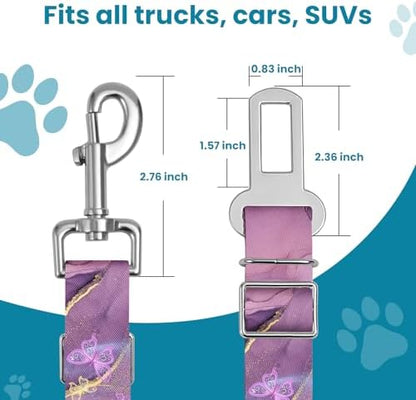 Adjustable pet cat and Dog car seat Belt，The Lanyard is Flexible and Adjustable from 20 to 33 inches(Purple Butterfly) - Image 5