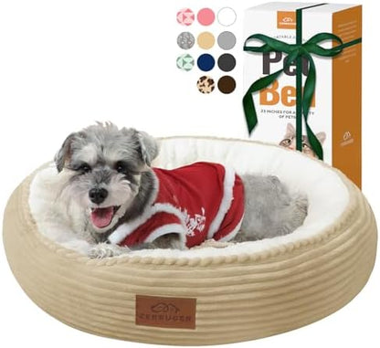 Zerbuger 23in Camel Round Dog Bed Sofa for Dogs Cats, Machine Washable by Zerbuger