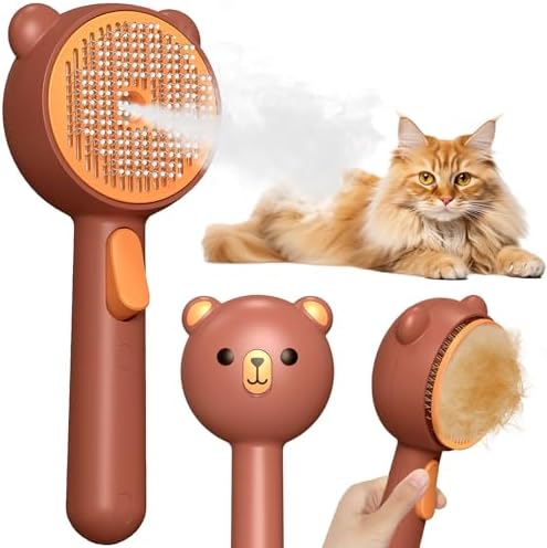Cat Steam Brush with 2 Spray Levels & Release Button 4-in-1 Cat Water Brush by POIIOPY