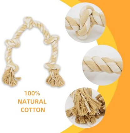 Bmag Dog Rope Toys for Aggressive Chewers, Interactive Heavy Duty Dog Toys for Medium Large Dogs, Tough Twisted Rope Toy with 5 Knots(Beige) - Image 2