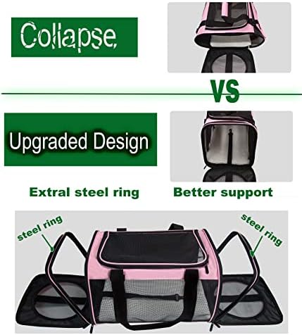 Soft-Sided Pet Carrier for Cats Small Dogs of 15 Lbs Medium Pink - Image 5