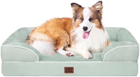 EHEYCIGA Orthopedic Large Dog Bed, Waterproof Memory Foam, Non-Slip Bottom, Sage Green, 41"L x 27"W x 6.5"Th by EHEYCIGA