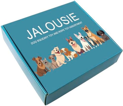 Jalousie Multipack Dog Squeaky Toys Bulk Bundle Pup Toy - Puppy Toys for Pets for Small Medium Breed (12 Pack Rope and Plush Animals) - Image 4