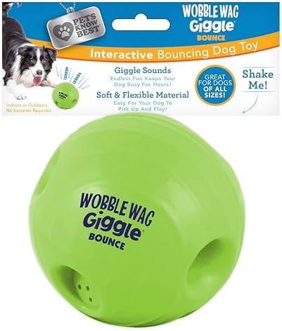 Wobble Wag Giggle Bounce Interactive Dog Toy- Sound Making Bouncing Ball for Dogs Ages Indoor & Outdoor Play, Soft & Durable with Easy Grip Design- Pets Know Best by WobbleWagGiggle