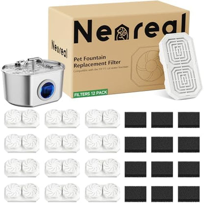 Neareal Official 12-Pack Replacement Filters for 74oz/2.2L Pet Fountain by Neareal