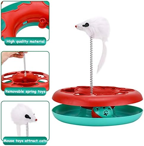 Pawzone Cat Toys, Cat Toys for Indoor Cats,Interactive Kitten Toys Roller Tracks with Catnip Spring Pet Toy with Exercise Balls Teaser Mouse (red) - Image 2