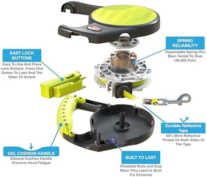 WIGZI Reflective Gel Retractable Leash, Yellow, Small - Image 3
