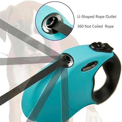 Retractable Dog Leash Hands-Free Adjustable Length 16ft with Safety Lock Durable Nylon Belt for Small Medium Large Dogs Easy Walk Training Portable Dog Leash Blue L - Image 3