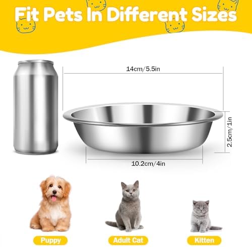 5 Pcs Stainless Steel Cat Bowls, 5.5 in Shallow Wide Cat Food Bowls - Image 2