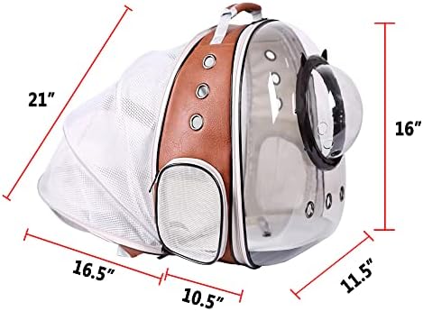 Expandable Cat Carrier Backpack, Backpack for Cats Kitten Small Puppy, Airline Approved Cat Bubble Backpack, Space Capsule Astronaut Carrier (Brown, Back Extension) - Image 2