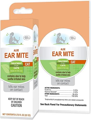 Four Paws 3 Pack of Aloe Ear Mite Treatment for Cats, 0.75 Fluid Ounces Each, Kills on Contact by FourPaws