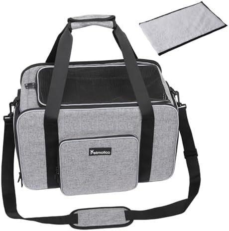 Petmolico Cat Carrier Soft-Sided Airline Approved, Medium, Grey-X863 by Petmolico