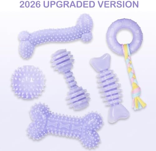 6 Pack Dog Chew Toys, Purple, Small Dog Teething Toys, Soft Durable Interactive Toys for Puppies - Image 6