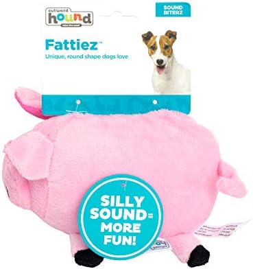 Outward Hound Fattiez Squeaky Plush Dog Toy, Pig, Small, 6.8" - Image 2