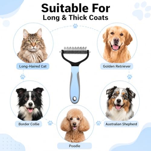 Dematting Comb for Dogs & Cats, Dual-Sided Rake for Long & Double Coats - Image 2