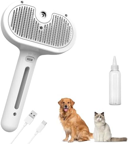 Pet Steam Brush, 3-in-1 Spray Hair Removal Comb for Dog and Cat, Steam for Shedding and Grooming, Spritz Defur Comb, Water Brush for Long & Short Haired Pets by iomsloon