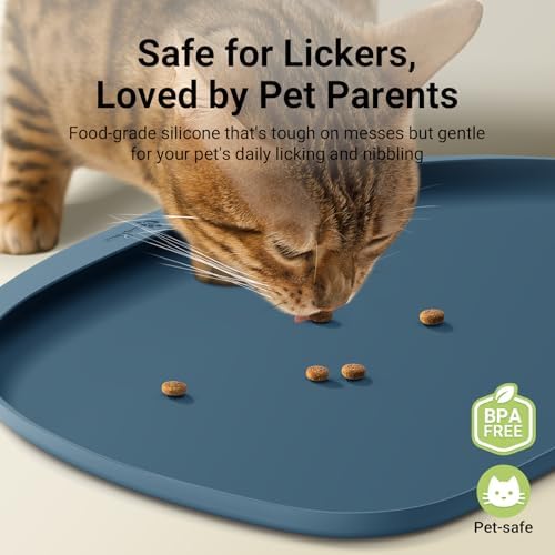 DownyPaws Cat Food Mat,Silicone Waterproof Feeding Mat, 18"×12.5", Ocean - Image 2