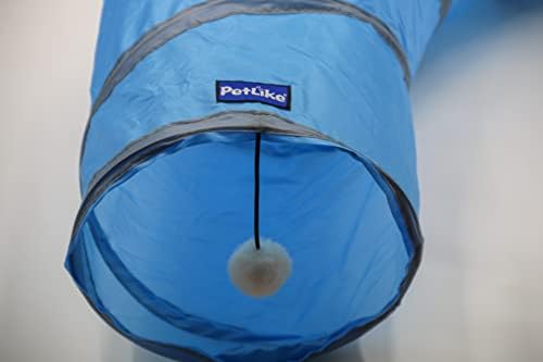 PetLike S Way Cat Tunnel Collapsible Pop-up Pet Tube Hideaway Play Toy with Ball (S-Way, Blue) - Image 3