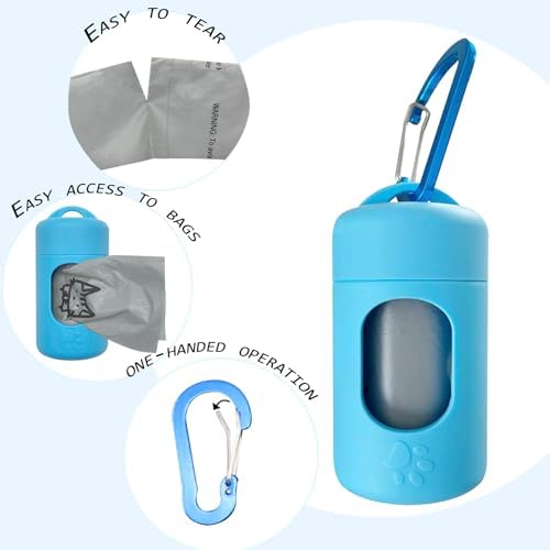 Dog Poop Bag Dispenser for Leash with Snap Clip, Skin-friendly Texture Waste Bag Holder for Dog Walks and Cats, Pets Litter Bag Container, Indoor & Outdoor Use (Blue, 1) - Image 3