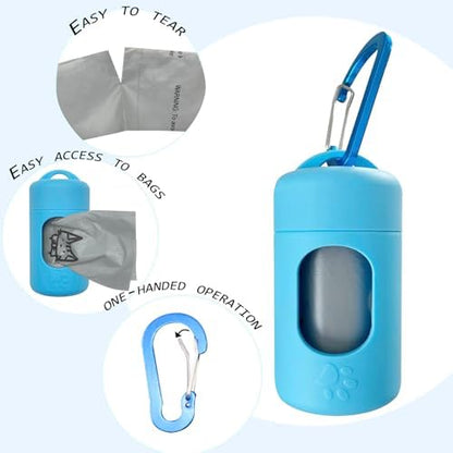 Dog Poop Bag Dispenser for Leash with Snap Clip, Skin-friendly Texture Waste Bag Holder for Dog Walks and Cats, Pets Litter Bag Container, Indoor & Outdoor Use (Blue, 1) - Image 3