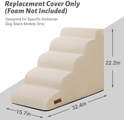5-Step Dog Stairs Replacement Cover(for AODISMAN Pet Ramp Only),Beige - Image 3