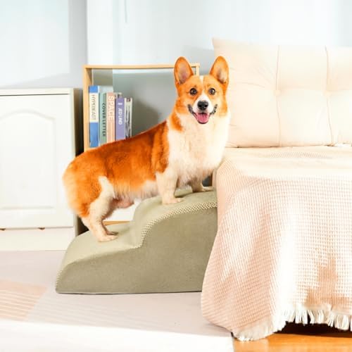 Dog Stairs for Small Dogs, High Density Foam Dog Steps, Extra Wide Non-Slip Pet Ramp for High Beds Or Couch, Soft Doggie Ladder for Dogs Injured, Older Pets, Small Cats - Image 2