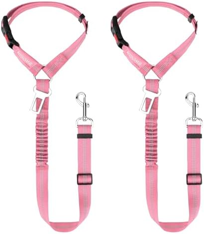 BWOGUE 2 Pack Dog Seat Belt for Car, Elastic Bungee Buffer Safety Seat Belt by BWOGUEPetHome