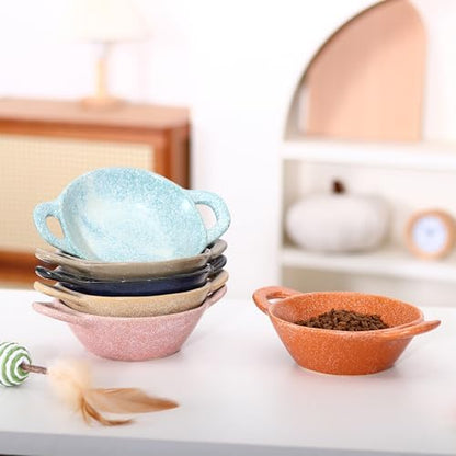 Ceramic Cat Bowl Cats Dishes for Food and Water, 8.3 Inch Dog Bowls, 7 oz Ceramic Cat Food Bowl, Whisker Fatigue Pet Plate, Pet Water Bowls with Handle Perfect for Indoor Cats (Dark Blue) - Image 7