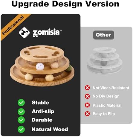 ZOMISIA Cat Ball Track Toy with Puzzle Top, Extra Large Wooden Cat Toys - Image 5