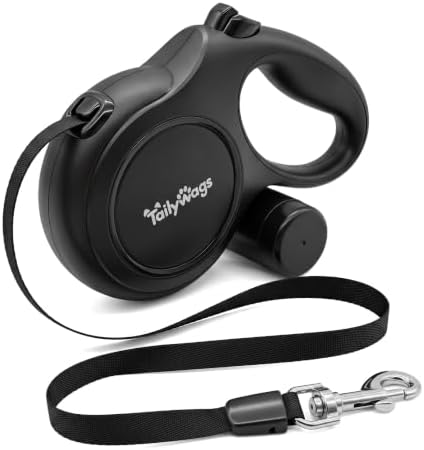 16ft Retractable Dog Leash for Medium Dogs up to 66 lbs, Black by TailyWags