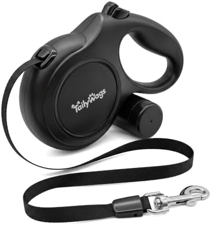 16ft Retractable Dog Leash for Medium Dogs up to 66 lbs, Black by TailyWags